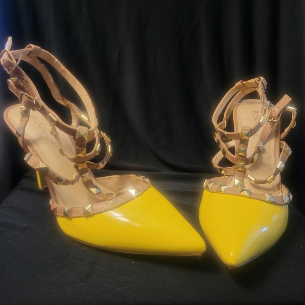 Yellow Spiked Pumps